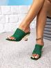 Women's and women's shoes woven sandals special-shaped heel European and American style simple trend fashion basic green 2025
