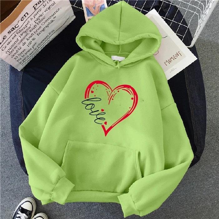 Women Korean Oversized Hoodie  Autumn and Winter New Ladies Loose Fitting Hooded Trend Student Letter Print Sweatshirt