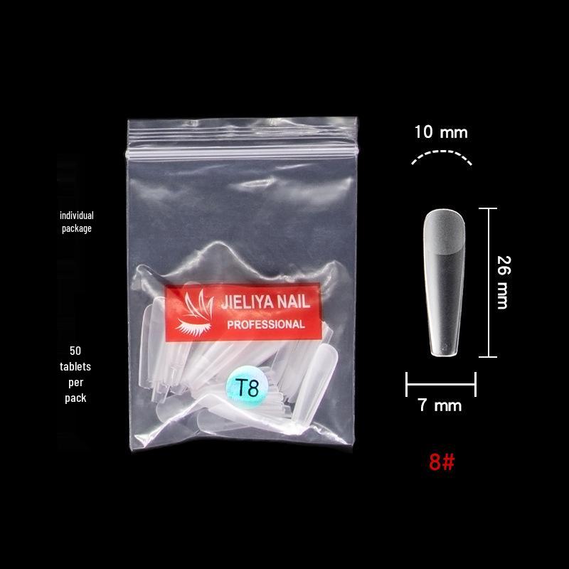 Frosted Pointed Trapezoidal False Nail Tips - Easy Stick-On, No Filing Needed.