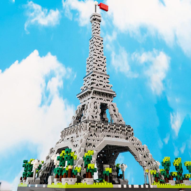 MOC World Famous Creative Architecture Eiffel Towers Micro Building Diamond Blocks Model City Street View Bricks Toys Gifts
