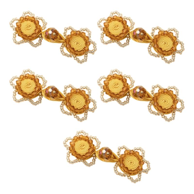 Rose Knot Button Closure 5 Piece Decorative Cheongsam Collar Button for Costume Neckline Sewing and Traditional Apparel Project