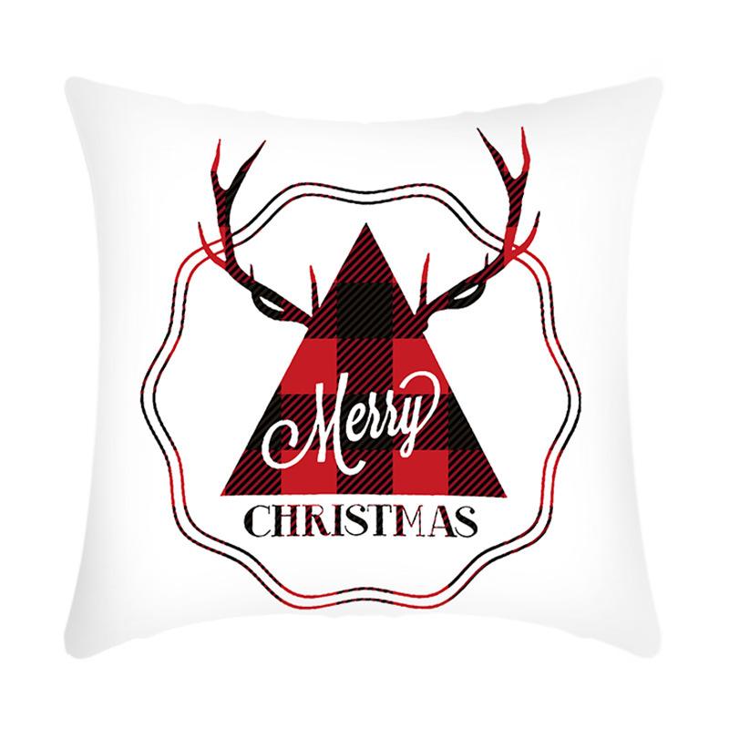 New Christmas Sofa Pillow Cover Home Red Simple Printed Bedside Pillow Cover