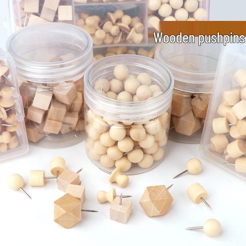 Large-Headed Wooden Decorative Pushpins for Kindergarten Projects and Display Boards