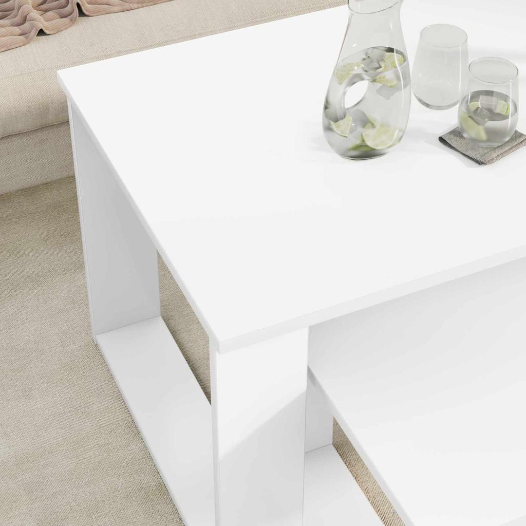 Coffee Table Set 2 Pieces White 100 X 50 X 42 Cm Engineered Wood