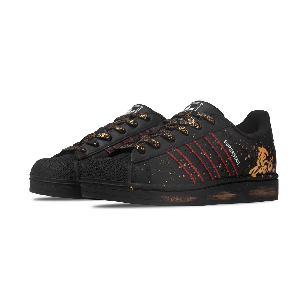 adidas Originals Superstar 2 Low Top Skateboard Shoes Unisex Black Gold JI0079(Team1385-)