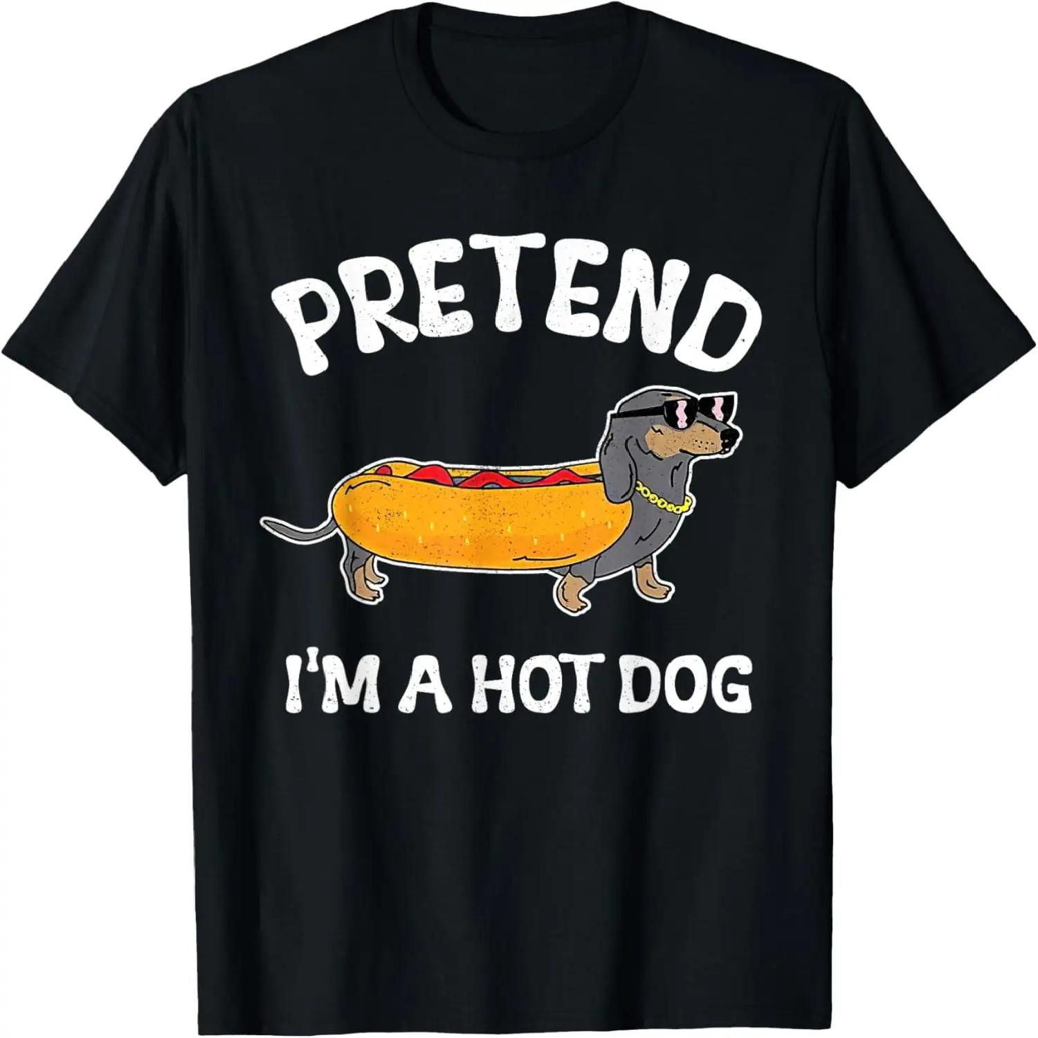 Pretend I m A Hot-Dog funny Dachshund Wiener Dog Halloween T-Shirt S