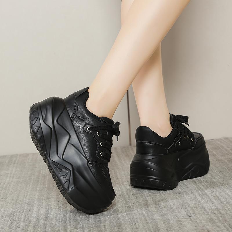 Fashion Thick Sole Tennis Women Sneakers Casual Lace Up Wedge Dad Shoes Outdoor Fashion Sports Keep Warm Optional Velvet Lining Sneaker