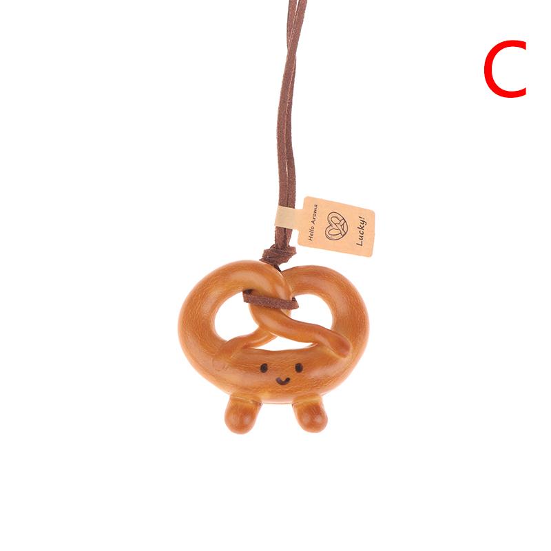Lovely Bagel Alkaline Bread Pendant Cute Sweater Chain Pretzel Necklace Bag Hanging Car Interior Croissant Bag Accessory