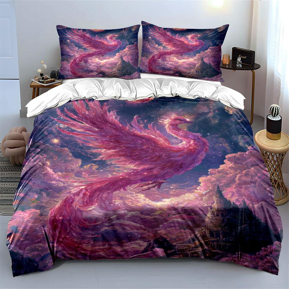 Fantasy Phoenix Art Decor Set Bedding Set With 1 Duvet Cover 2 Pillowcases Single Double King Queen, Gift