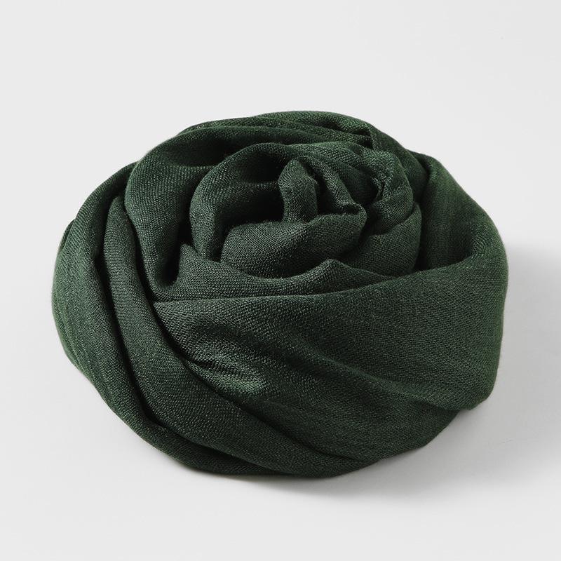 Women's Cotton Linen Artistic Solid Color Silk Scarf, Sun Protection Beach Neck Scarf, Japanese Style Long Gauze Scarf