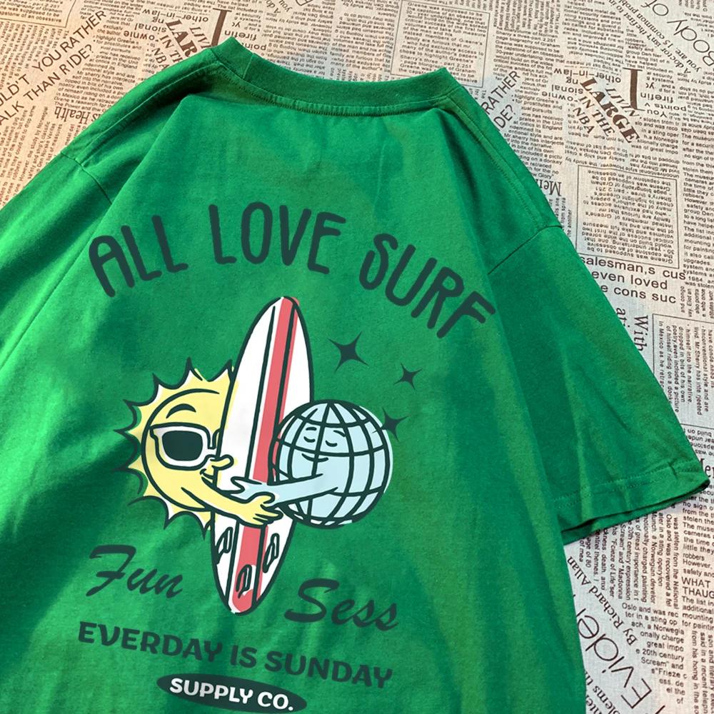 Soare și Pământ Toate Dragostea Surf Bărbați Femei Tricou Supradimensionat Lejer Haine Street Bumbac T Tricou Moda T-Shirts Casual Brand Tricou