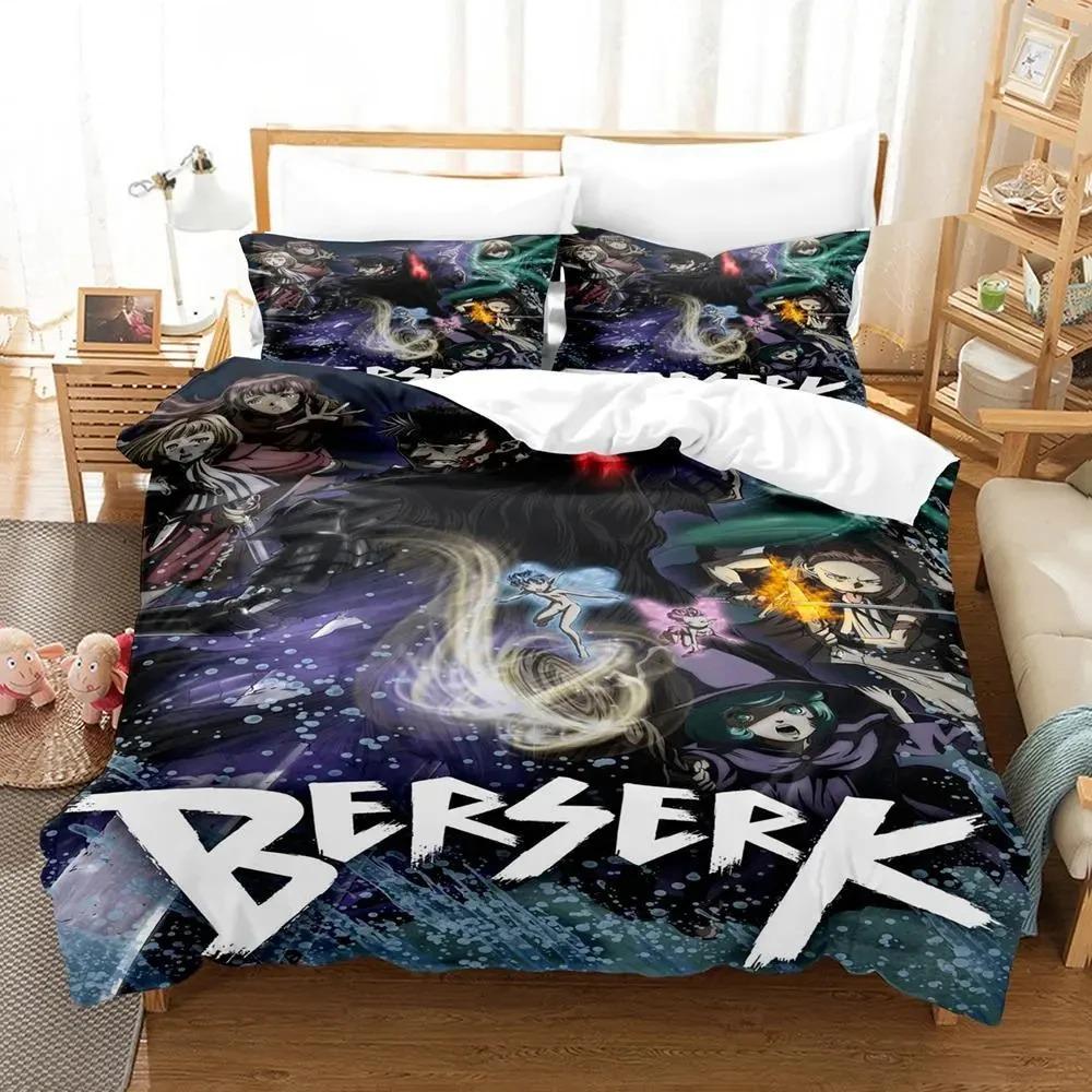 3D-tryck Anime BERSERK Sängkläder Set Dubbel Twin King Påslakan Täcke Örngott Pojkar Flickor Vuxna Sovrum