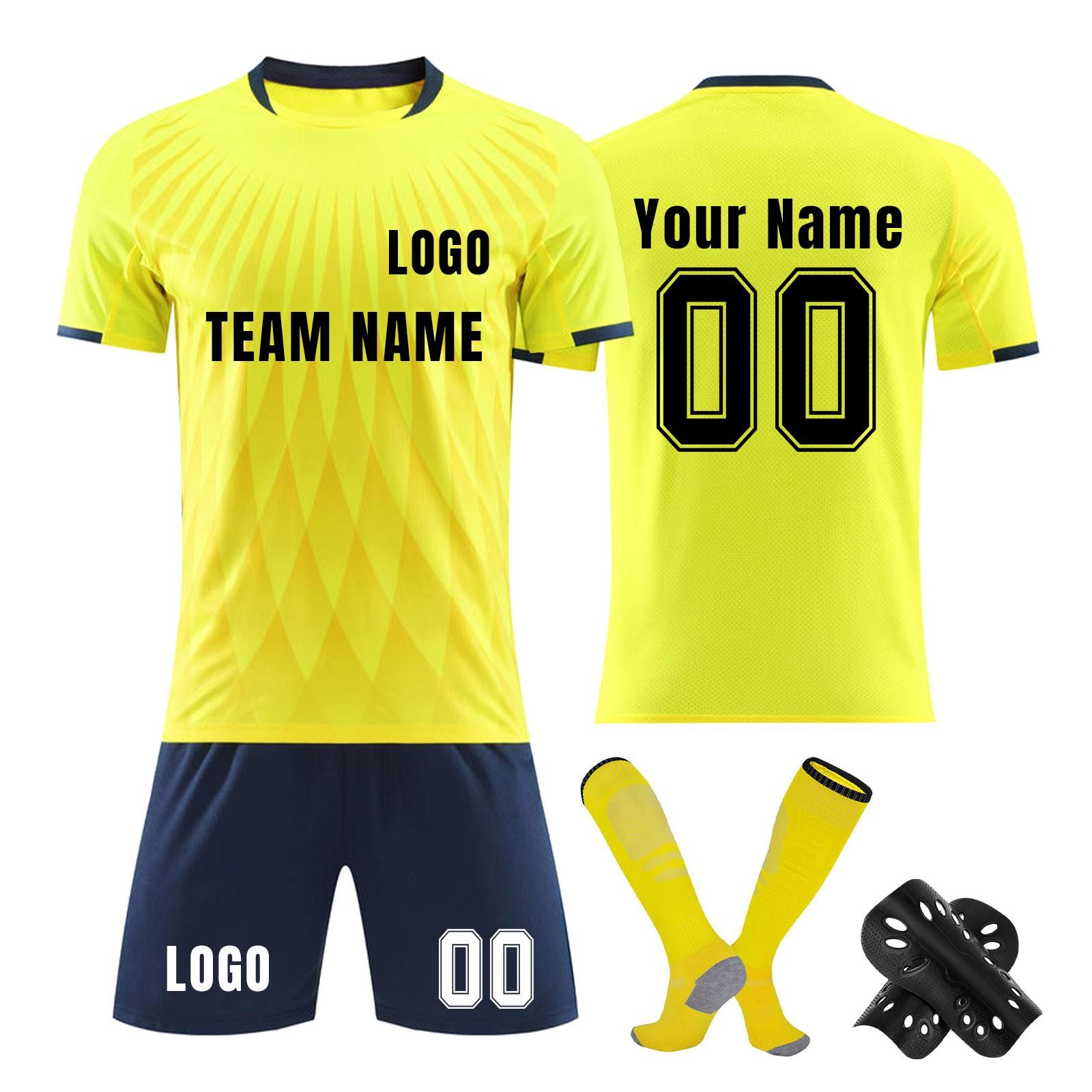 

Комплект персонализированных рубашек для мужчин и девочек с именем и номером, футбольные майки на заказ для мальчиков, тренировочный костюм L жёлтый