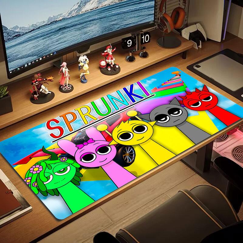 Tappetino per Mouse Sprunki, Tappetino da Scrivania XXL per Gaming, Mousepad Antiscivolo XXL per Laptop e Tablet, Tappetino per Mini PC con Bordi Cuciti