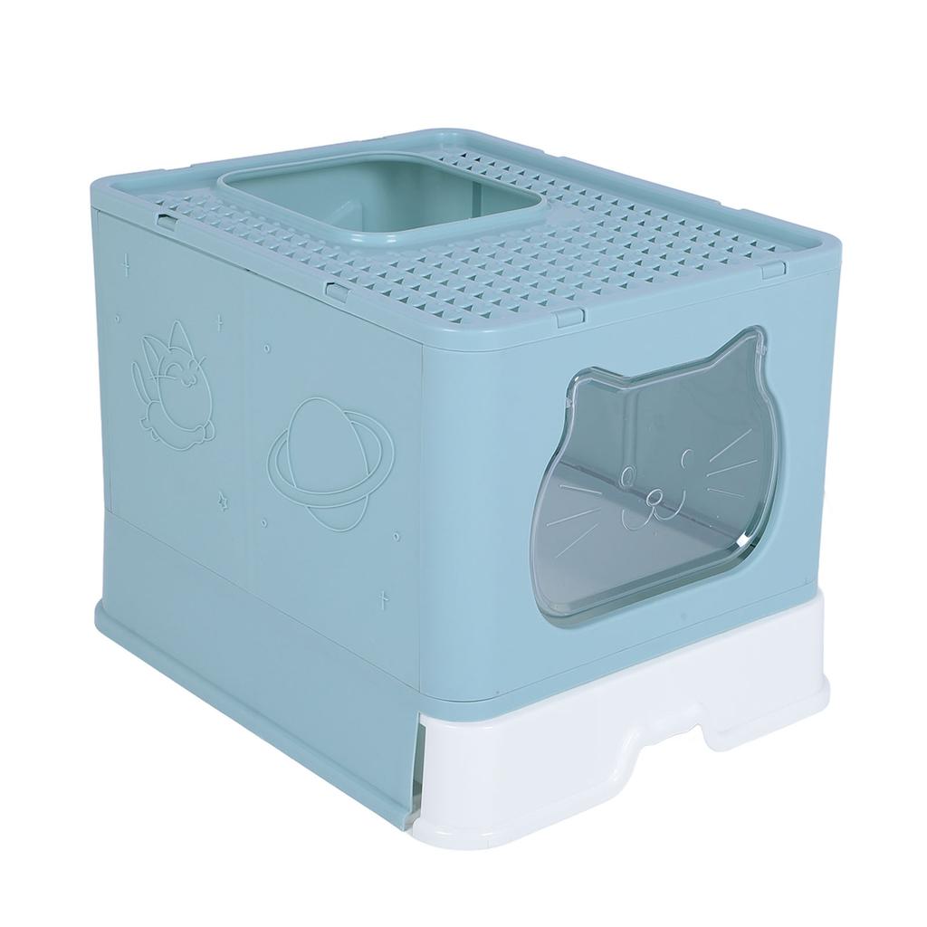 Enclosed Cat Litter Box Anti Splashing Easy to Clean Odor Control Large Top Entry Foldable Kitty Litter Tray with Lid