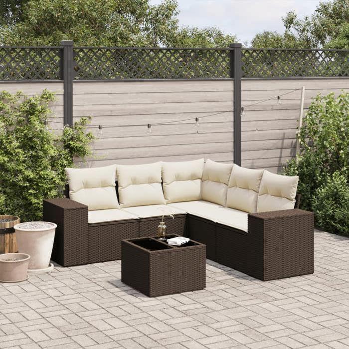 VidaXL Garden Lounge Set with Cushions 6 Pcs, Patio Sofas, Patio Furniture Set, Outdoor Furniture, Brown 3254900
