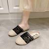 Fashion Hollow Canvas Mules Women Flats Slippers Dress Shoes Summer Sandals 2024 Comfort Flip Flops New Slingback Slides Mujer Zapatos