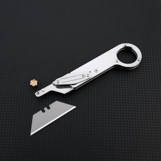 Stainless Steel Folding Cutter Stress Relief Fidget Toy Heavy Duty Pocket Size Cutter Portable Collapsible Cutting Tools