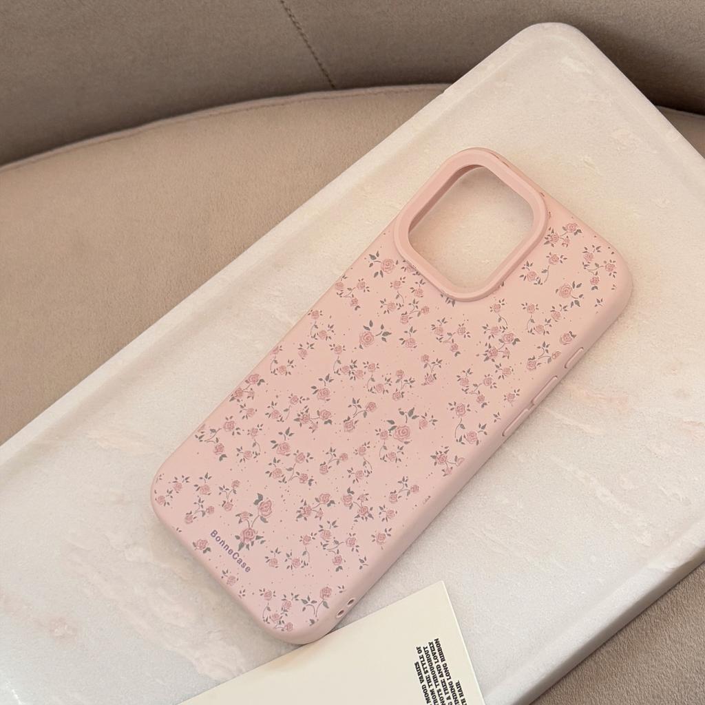 Pink Roses Suitable for Apple 16 Mobile Phone Case 15promax Small Fresh Iphone17 Sweet 13 Silicone 11