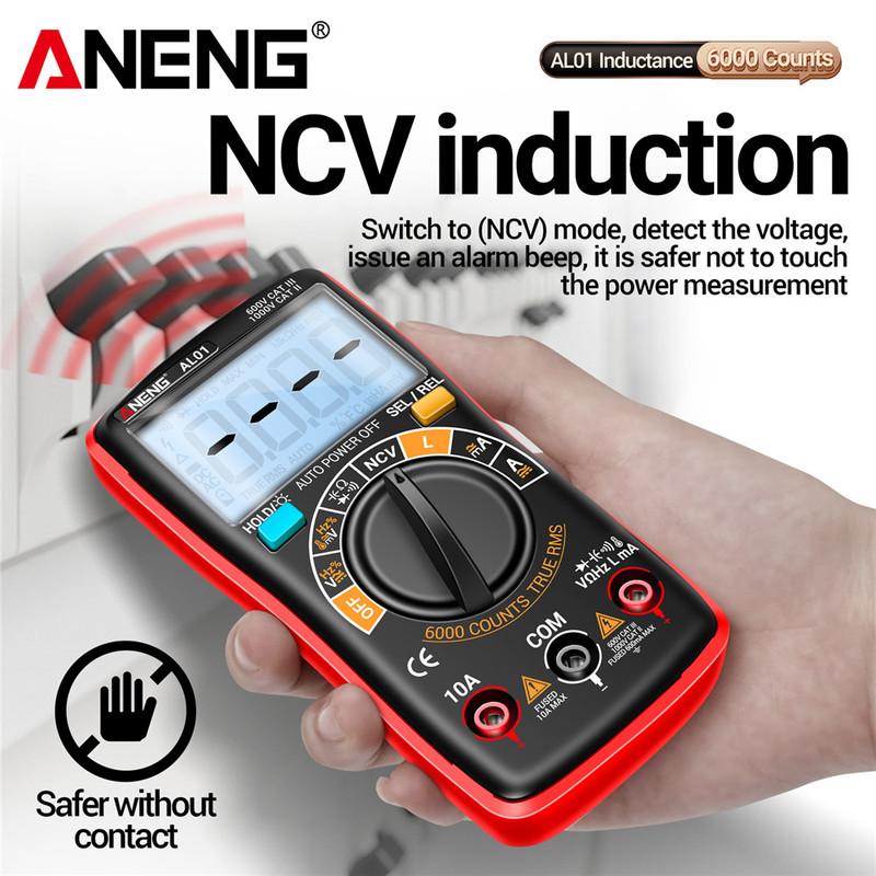 Coil Inductance Multimeter Duty Cycle Hz Tester ANENG AL01 6000 Counts NCV Temperature Meter True-RMS Voltage Pro Tester Tools