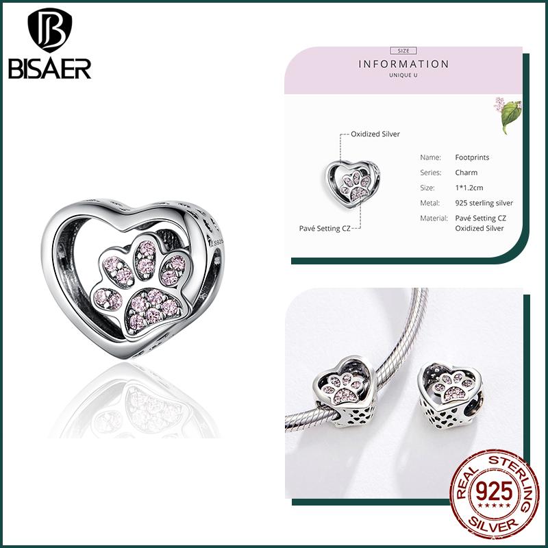 BISAER Plata 925 Encanto Lindo Perro Cuentas Perro Salchicha Mascota Animal Colgante Chapado en Platino Apto Mujeres Pulsera DIY Joyería Fina