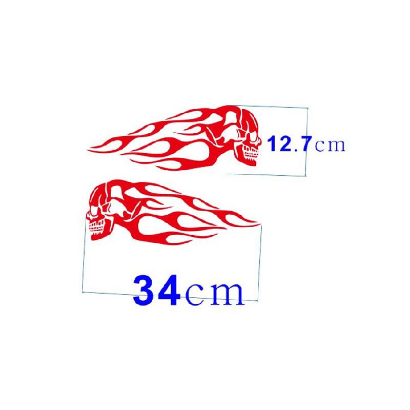 

Motorcycle Skull Flame Stripes Gas Tank Vinyl Sticker Decal Universal 34X12.7Cm Red