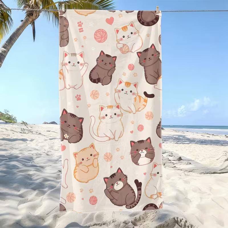 Cute Pink Pig Print Beach Towel Cartoon Animal Quick Dry Soft Absorbent Towel for Summer Beach Pool