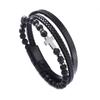 Multi Layer Black Onyx Bracelet With Tiger Eye And Matte Stone Accents Stylish PU Leather Braided Handmade Jewelry