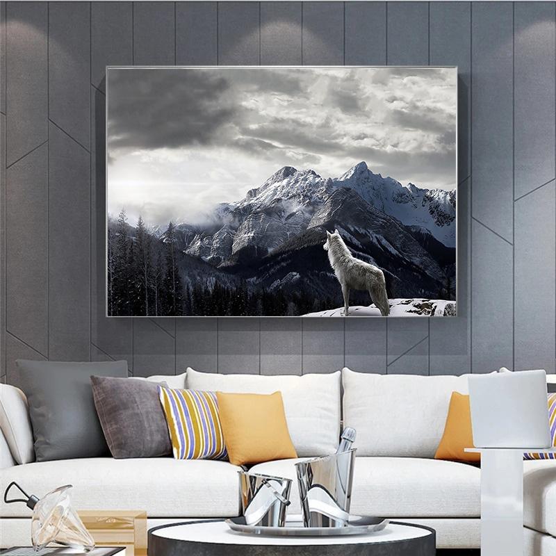 Wolf Paintings on Canvas Painting Animal Print Hanging Pictures for Home Living Room Bedroom Wall Decor Poster and Print