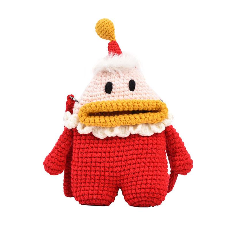 

Adorable Children s Crossbody Bag Cute Animal Pattern Cotton And Linen Knitted Accessory червоний