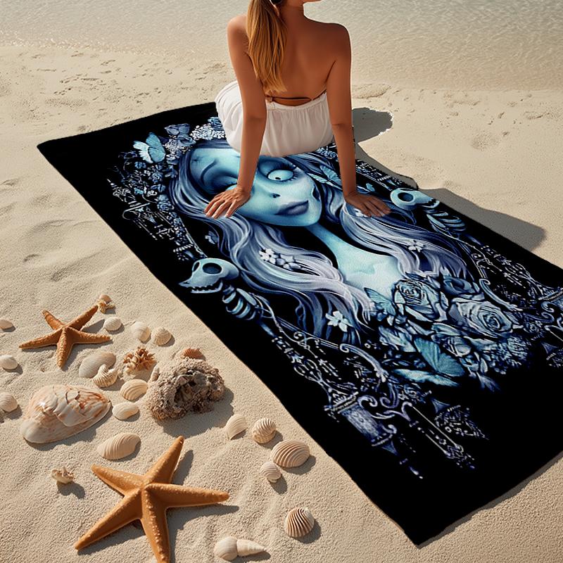 Gothic Corpse Beauty In Bloom Beach Towel, Super Soft Microfiber, Gift for Her/Him, Birthday, for Pool, Beach, Travel, Home Decor Fan Gifts