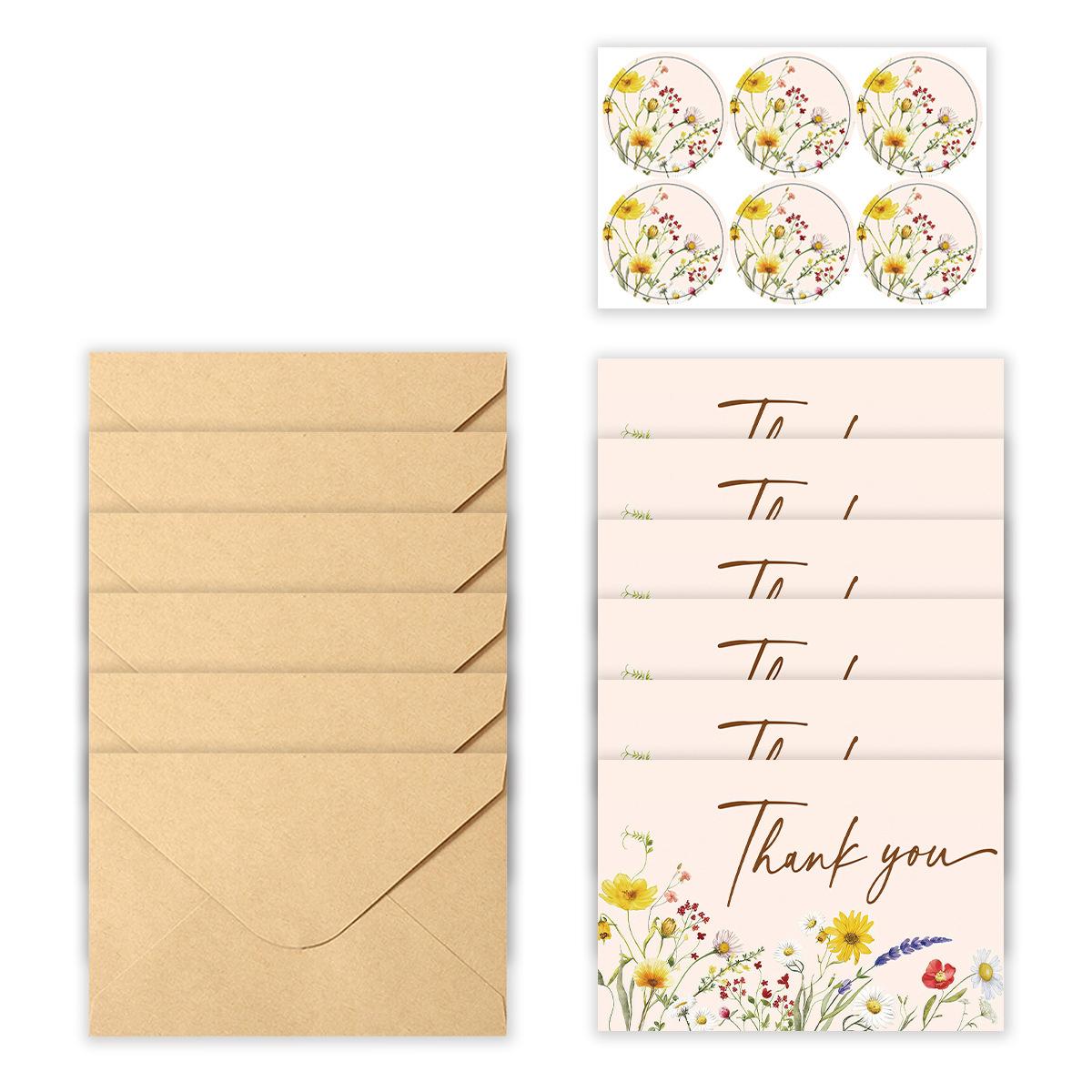 

6Pcs Bohemian Wildflower Thank You Cards | Blank Greeting Cards for Wedding, Birthday Party | with Envelope Sealing Stickers