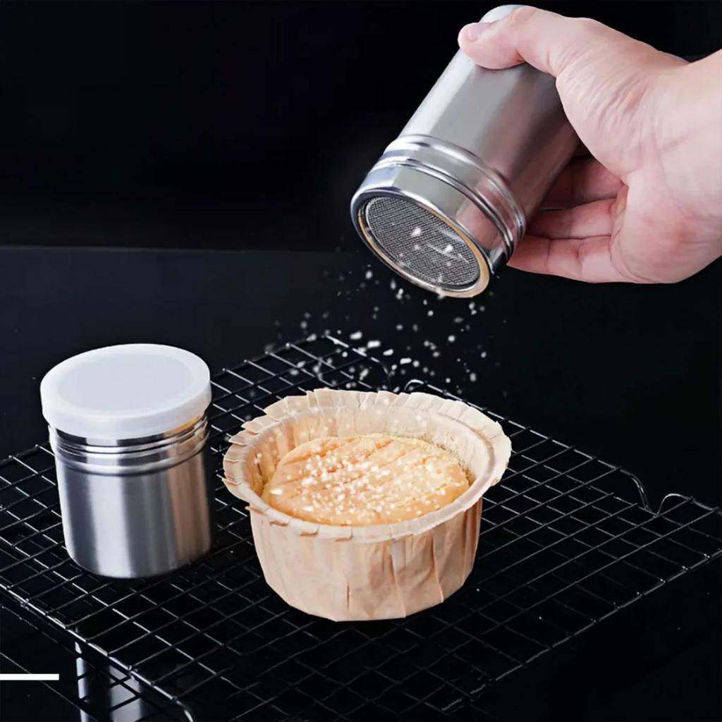 1pc-Stainless Steel Coffee Shaker Cocoa Chocolate Flour Powdered Sugar Sieve Filters Foam Spray Kitchen Cake BBQ Tools With Lid