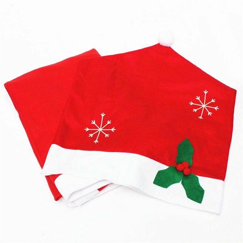 2Pcs Red Santa Chair Hat Cover Table Cloth Cover Christmas Christmas Party Dinner Decor