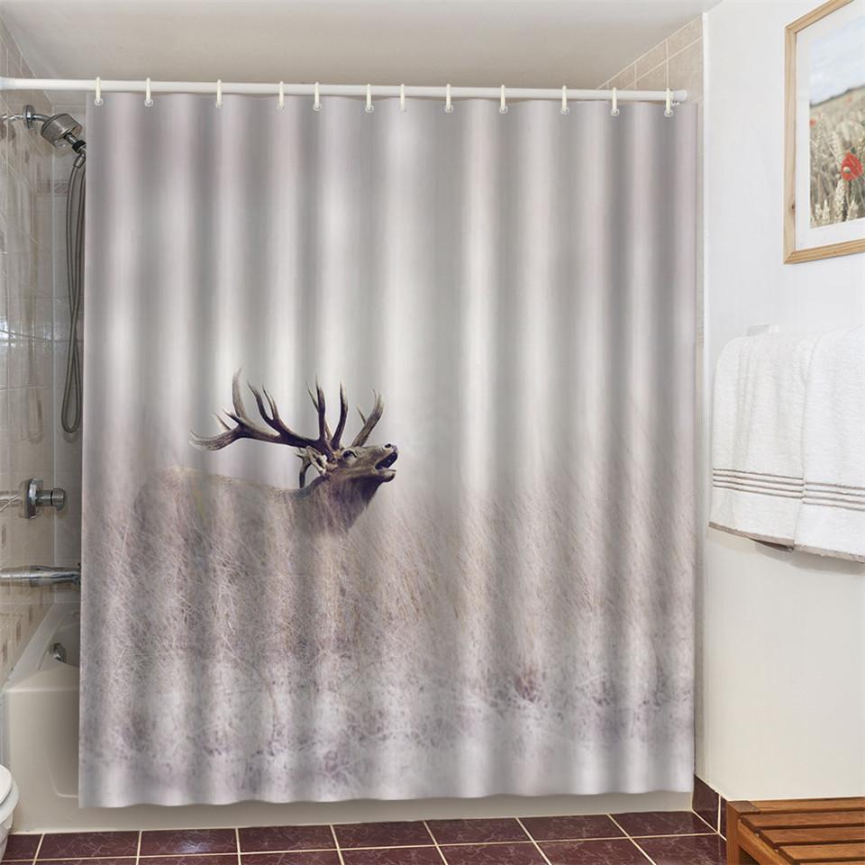 Cat Brushing Teeth Shower Curtain Bathroom Product Waterproof Durable Polyester Fabric Room Decoration cortinas With 12pcs Hooks