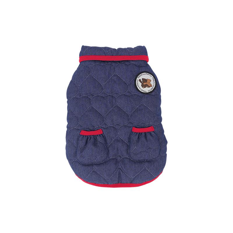 Pet Autumn and Winter Clothes Doll Collar Denim Cotton Clothes Schnauzer Is Sweeter Than a Bear Korean Warm Sleeveless Vest
