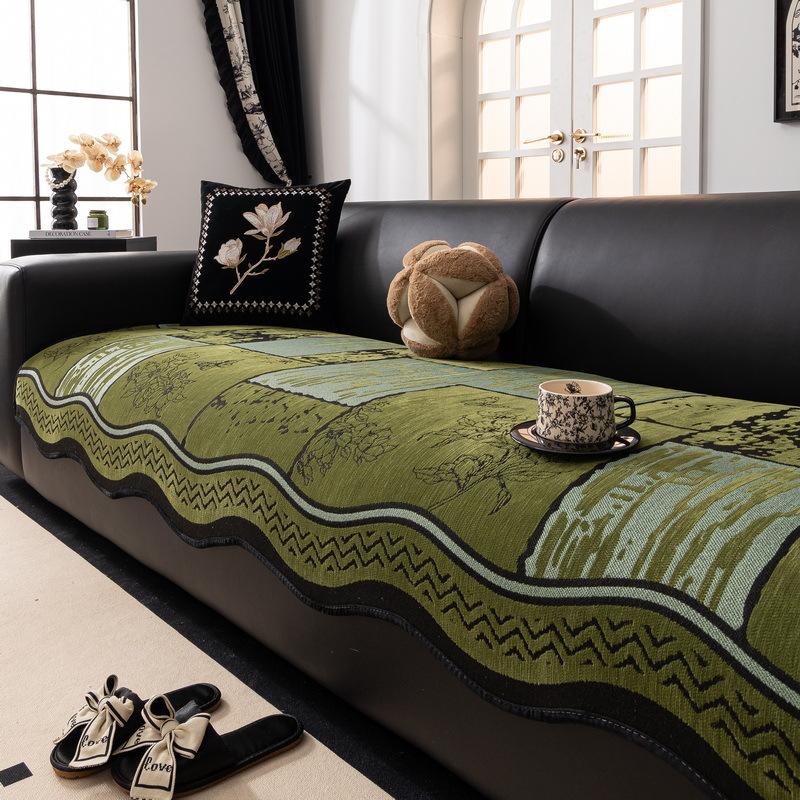 

Simple Retro Sofa Cushion New Four-Season Universal Irregular Premium Leather Sofa Seat Cushion Fixed Non-Slip 90*70cm