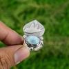 Womens day Sale Natural Larimar Bezel Stackable Daughter Wedding Ring 925 Silver