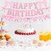 Pink Happy Birthday Banner, Bow Themed Party Decorations Hanging Set Pink Bowes Banner for Women Party Decorations