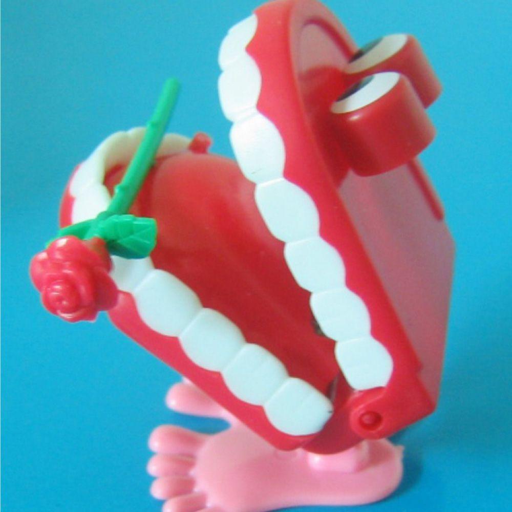 Denture Chattering Funny Plastic Walking Teeth Shape Clockwork Toy Wind Up Clockwork Toy Teeth Rose
