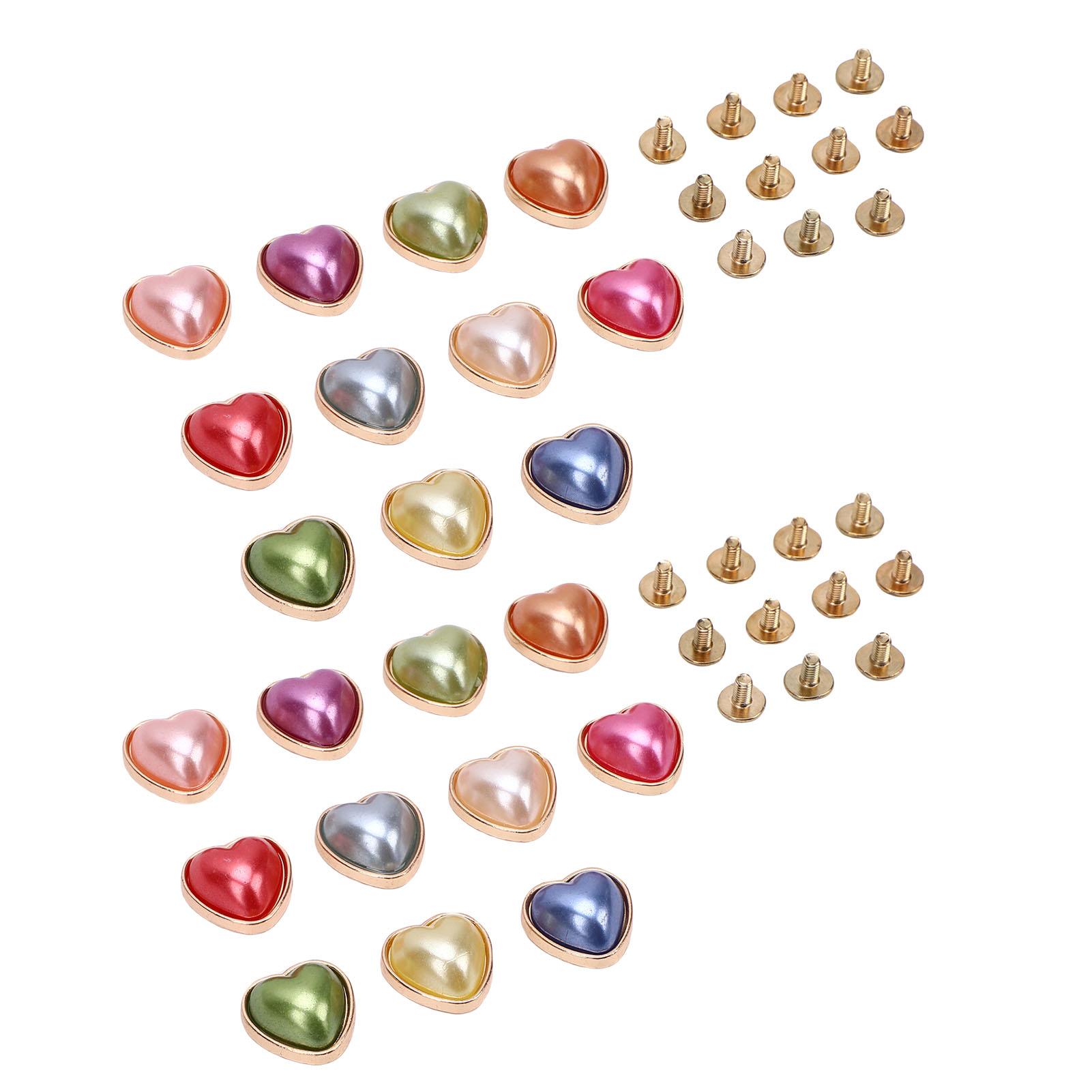 

22 Sets Heart Shaped Rivets 16mm Mix Color Decorative Heart Pearl Rivets for Bags Shoes Jackets Belts Clothing Wallets