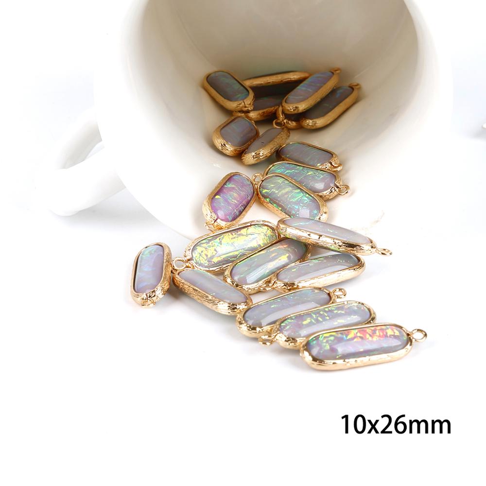 2pcs 10x26mm DIY Resin Earring Accessories Bracelet Pendants Metal Copper Charms Oval Golden Plated Charms for Jewelry Making