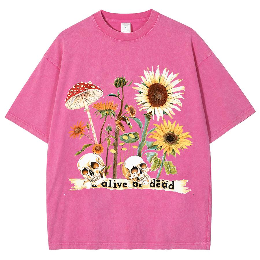 

Женская мультяшная футболка винтажный принт подсолнуха выстиранная водой футболки с коротким рукавом парная уличная одежда свободная одежда топы 3XL