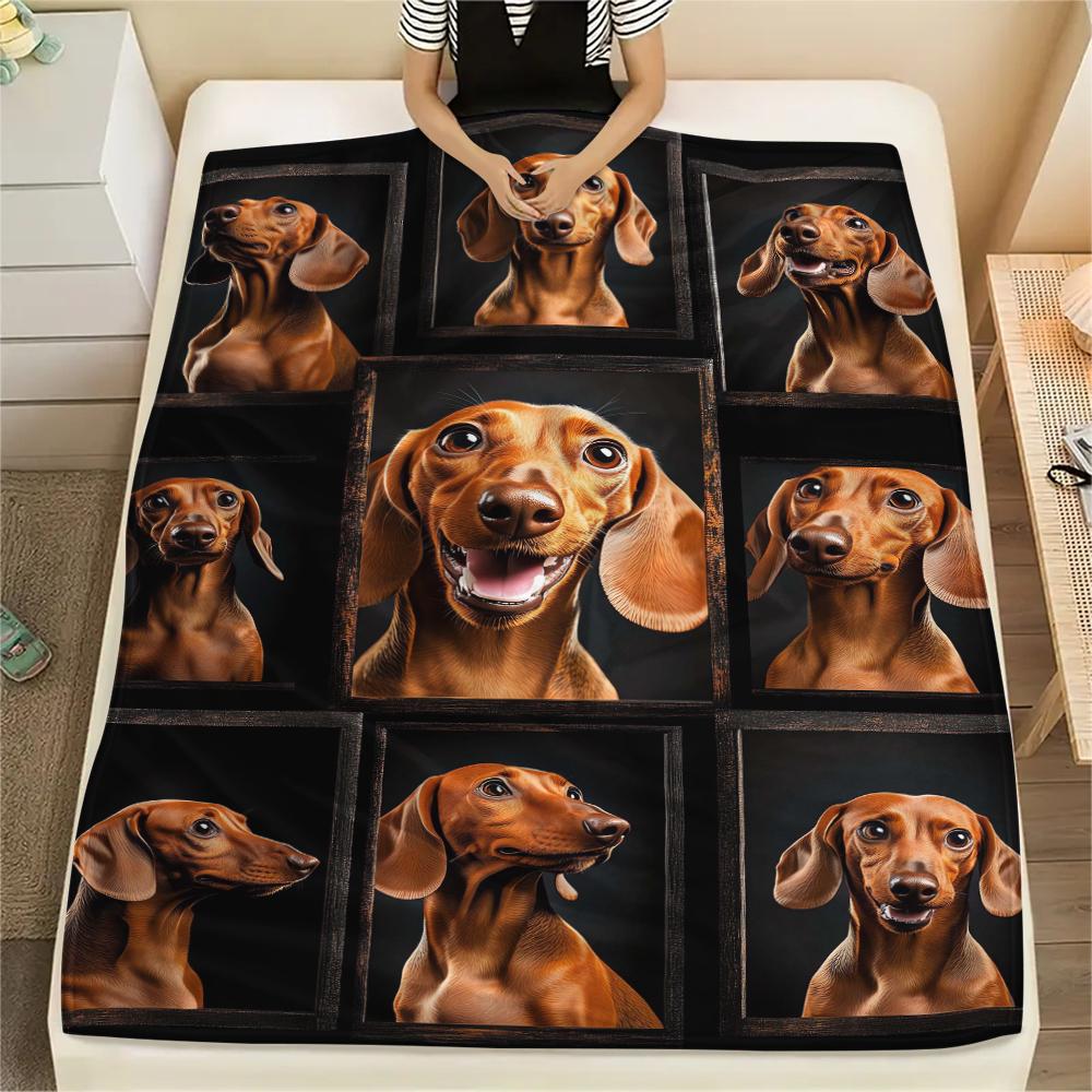 1Pc Bull Dogs Print Flannel Blanket, High quality Comfortable for All Seasons, Home Decor, Warmth and Comfort, Perfect for Christmas Gifts