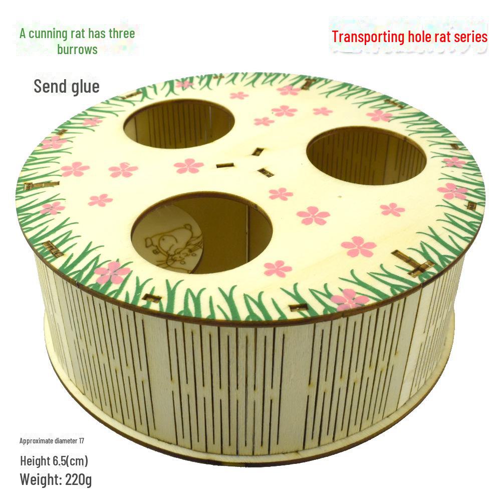 Hamster Spieltunnel aus Massivholz: Sportbahn, Treppensteigen, Unterstand & Fitnessplattform.