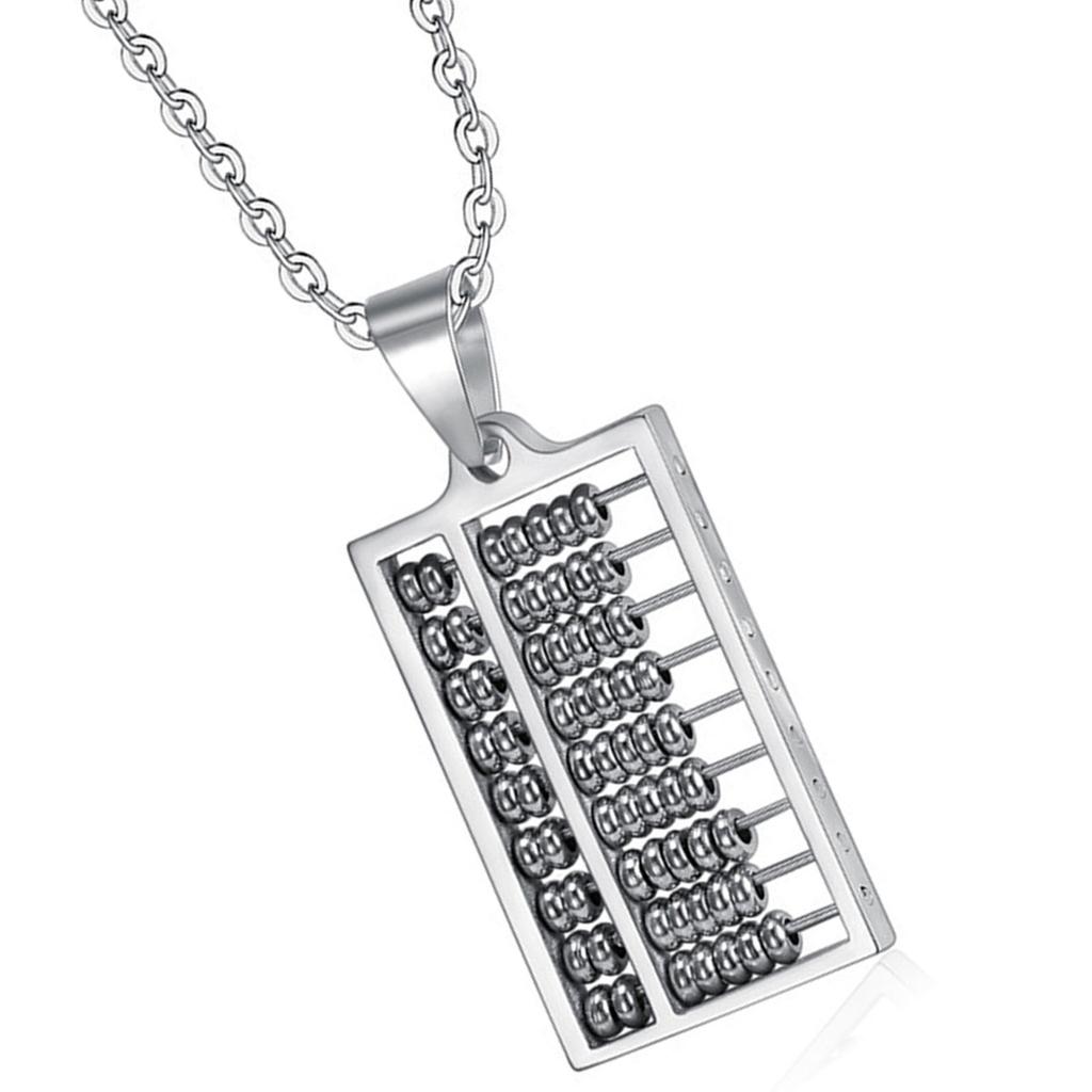 Fashionable Stainless Steel Abacus Pendant Necklace with Adjustable Chain for Fashion Enthusiasts and Math Lovers