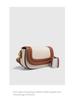 2024 Women's Color Block Saddle Bag: Fashionable Versatile Canvas with Wide Strap, Single Shoulder & Crossbody Style