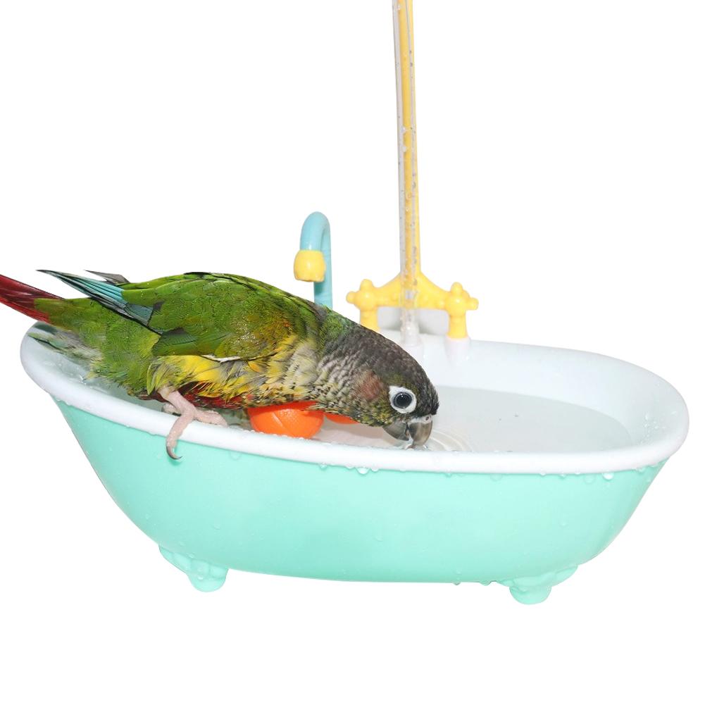 Parrot Bath Bird Shower Bathtub Toys Automatic Parrots Paddling Pool With Faucet Swimming Pools Pet Feeder Kitchen Playset