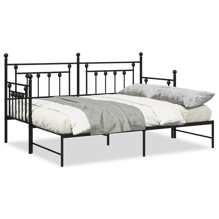 VidaXL Denní postel s výsuvnou postelí Černá 80x200 cm Ocel 42002664