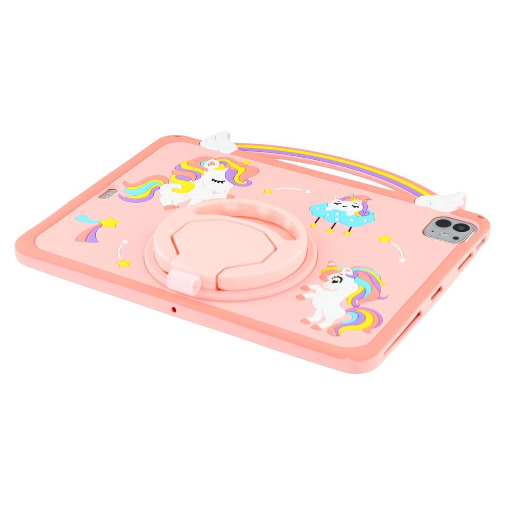 Tablet Case For iPad Air 11 /(2024)/Pro 11 /11 (2024)/(2022)/(2021)/(2020)/(2018)/Air (2022)/(2020) Handle Rotating Kickstand Unicorn Silicone Cover